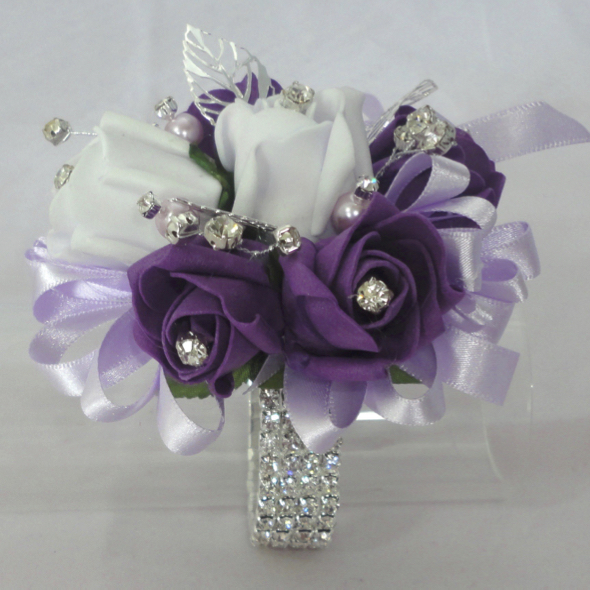 Blingy Ice Lilac & Plum Wrist Corsage
